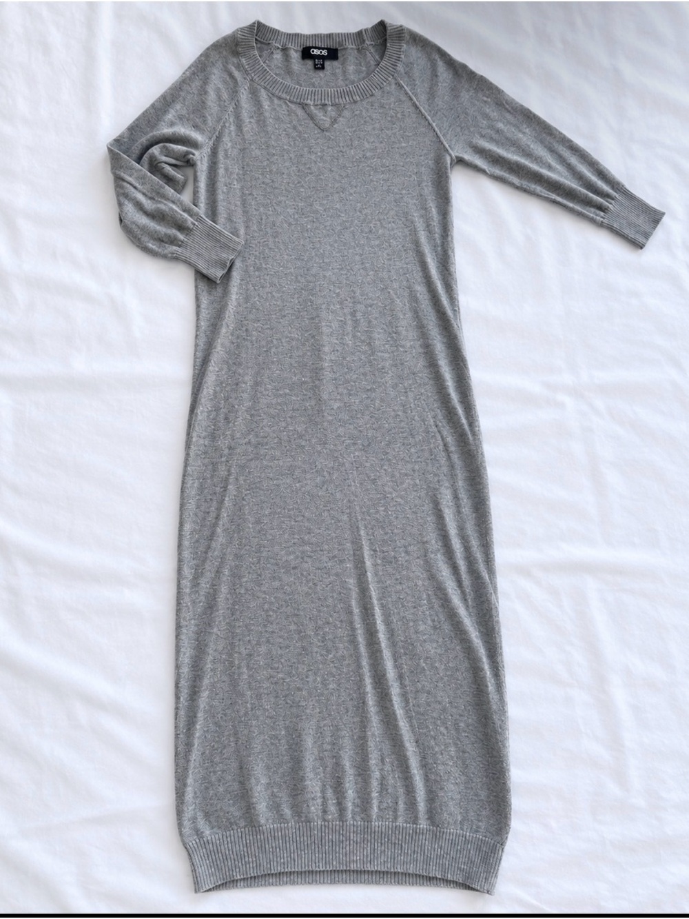 ASOS Grey Ribbed Knit Maxi Dress